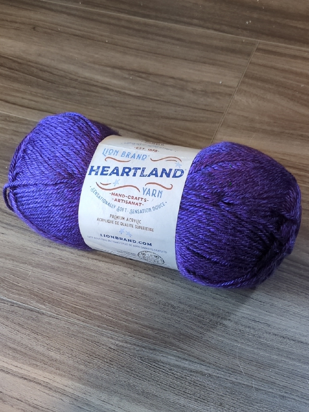 Lion Brand Heartland Yarn in Deep Purple - Soft Acrylic Blend